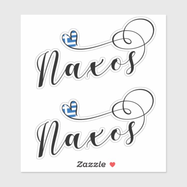 Sticker I Love Naxos, Drapeau Grec (Feuille)