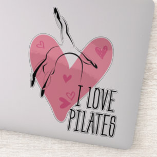 Sticker I LOVE PILATES Pilates Pose sur baril