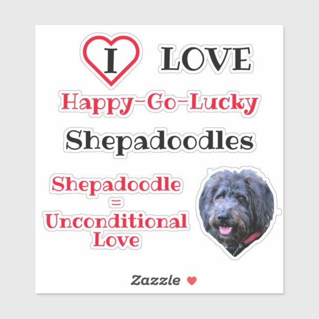 Sticker I Love Shepadoodles Doodle Dog (Feuille)