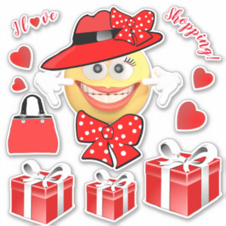 Sticker I Love Shopping Souriant Mode Emoji
