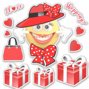 Sticker I Love Shopping Souriant Mode Emoji
