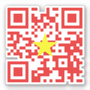Sticker I Love Vietnam (Tôi Yêu Viêt Nam) Drapeau QR Code
