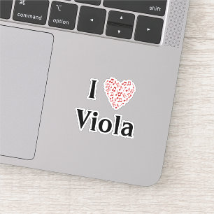 Sticker I Love Viola Alto Clef Red Heart of Music Notes