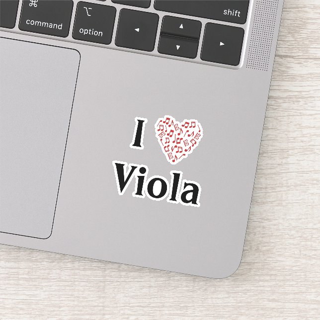 Sticker I Love Viola Alto Clef Red Heart of Music Notes (Détail)