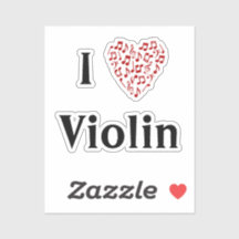 I Love Violin Red Heart of Music Notes Vinyl