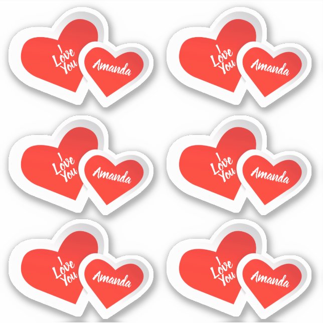 Sticker "I Love You" Coeurs Saint Valentin mignons .. Pers (Devant)