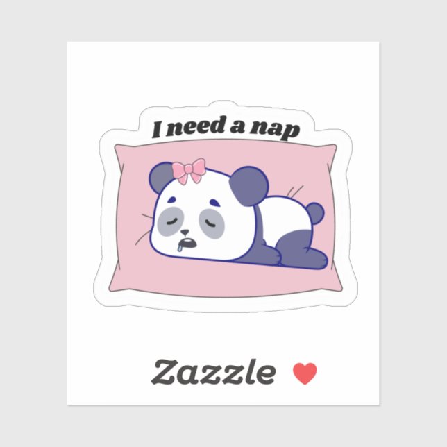 Sticker “I Need a Nap” Funny Kawaii Design (Feuille)
