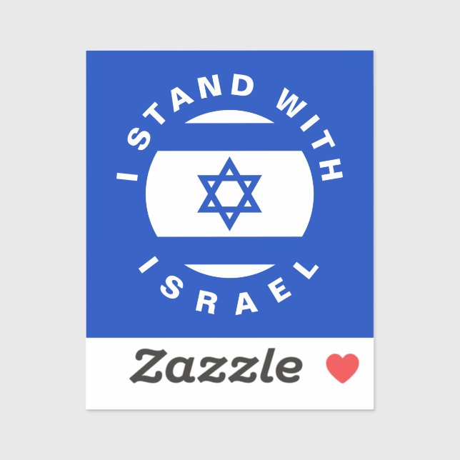 Sticker I Stand with Israel custom text and flag (Feuille)
