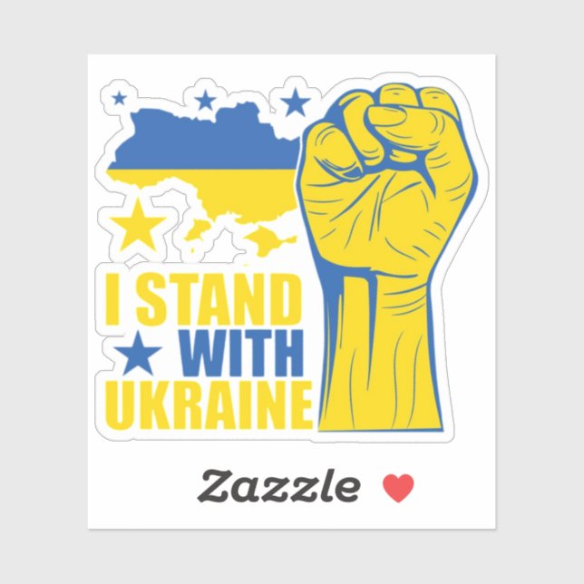 Sticker I stand with Ukraine. Support Ukraine. (Feuille)