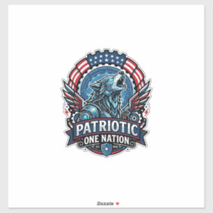 Sticker IA patriotique Liberté Loup Cyberpunk Avenir Liber
