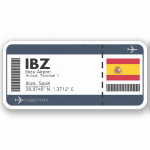 Sticker IBZ Ibiza Airport Boarding Pass - Espagne Travel
