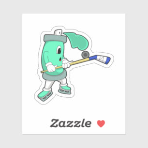 Sticker Ice spray at Ice hockey with Ice hockey stick