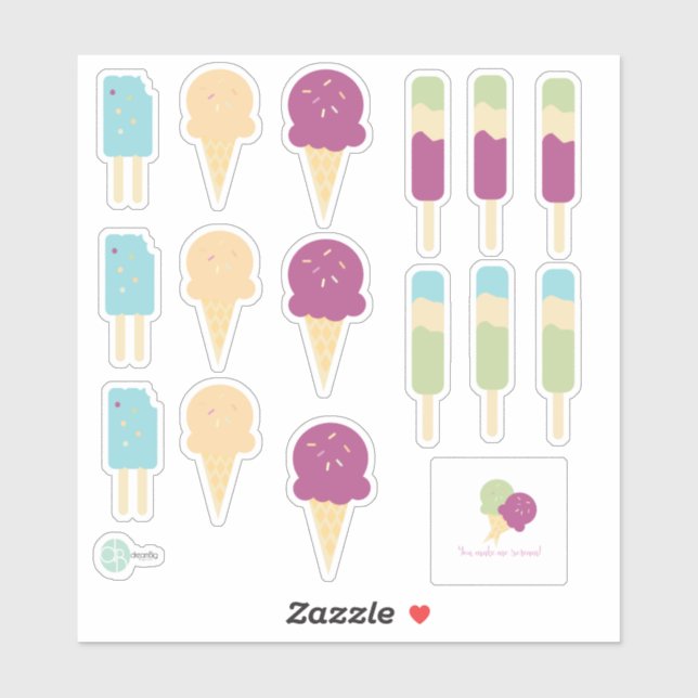 Sticker Icecream et Swirl Pops avec arroseurs Nom personna (Feuille)