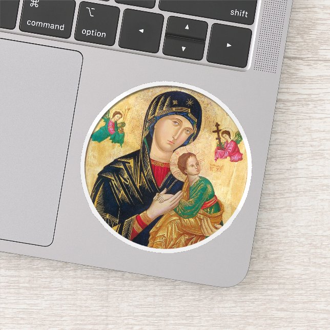 Sticker Icône Theotokos et Christ Child with Angels (Détail)