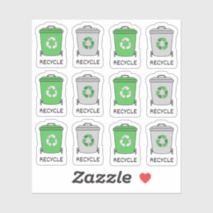 Sticker Icônes de poubelles de recyclage Poubelle Bujo Pla