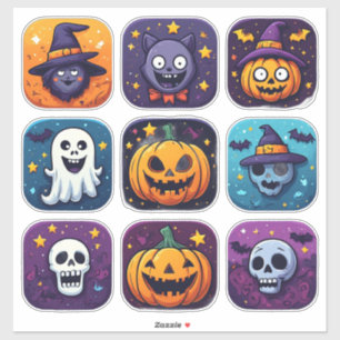Sticker Icônes d'Halloween Citrouilles Fantômes Sorcières 