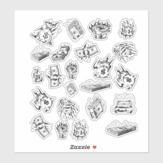 Sticker Icônes en dollars Y2K en esthétique blanche