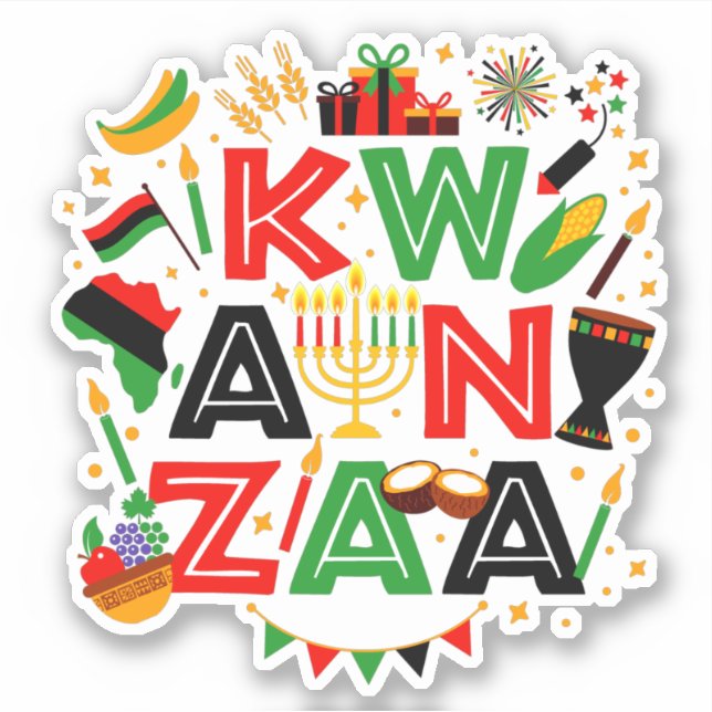 Sticker Icônes Kwanzaa, Coupe Kiss (Devant)