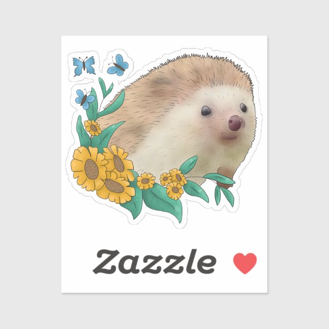 Sticker Igel dans la fleur (Feuille)