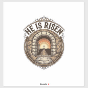 Sticker Il Est Ressuscité Vintage Pâques Croix T-Shirt