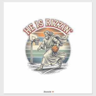 Sticker Il est Rizzin Vintage Basketball Religious T-Shirt