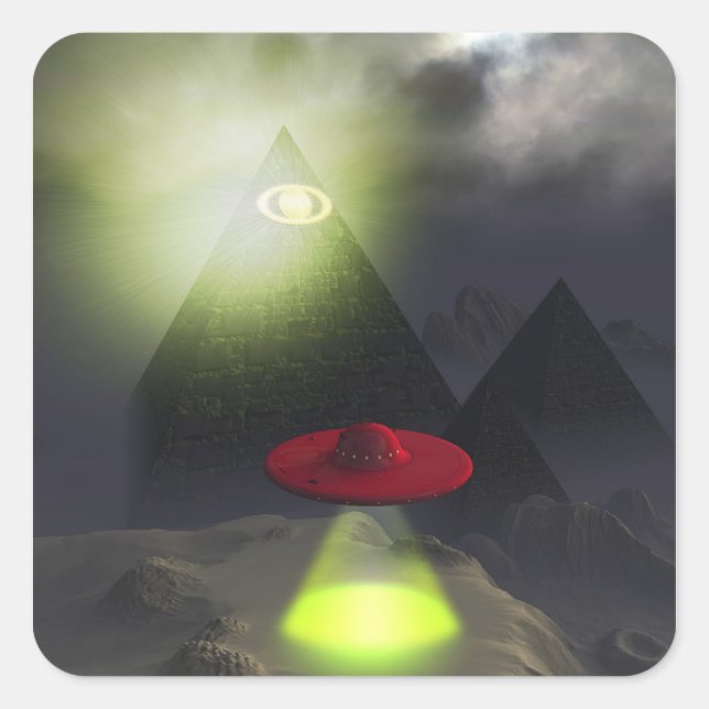 Sticker Illuminati Pyramid et UFO (Devant)