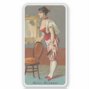 Sticker Illustration amusante d'un coiffeur vintage 1800s