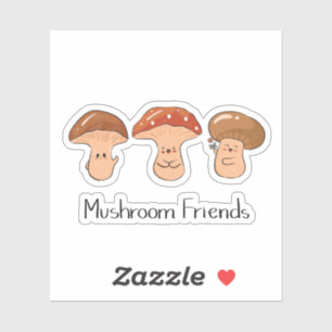 Sticker Illustration Cottagecore de champignons amis migno