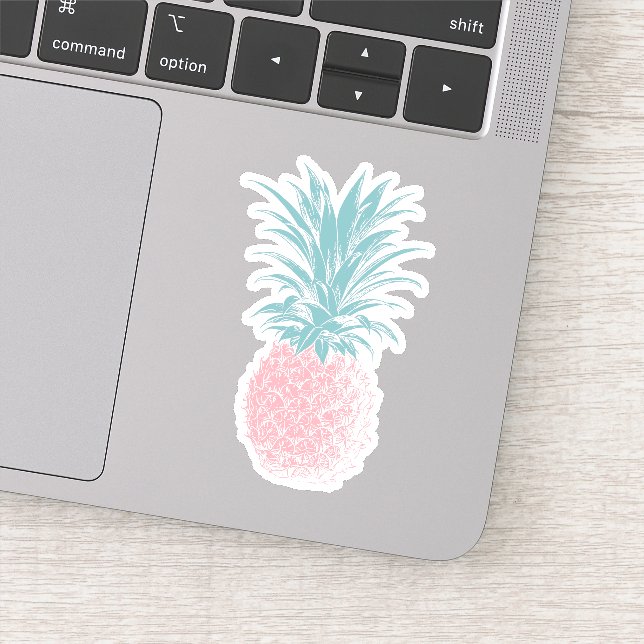 Sticker Illustration d'ananas rose et vert mignon (Détail)