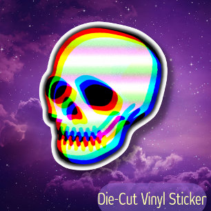 Sticker Illustration d'art crâne en néon coloré Halloween 