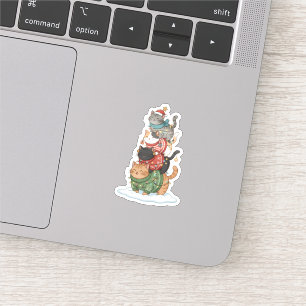Sticker Illustration d'art de chat mignon, conception de p
