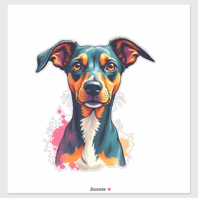 Sticker Illustration d'art pop de portrait de chien coloré (Feuille)