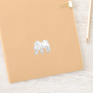 Sticker Illustration de chien blanc duveteux dessiné à la