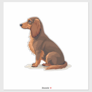 Sticker Illustration de chien vue arrière teckel à poils l