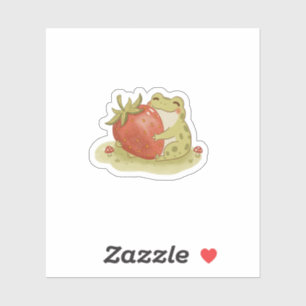 Sticker Illustration de fraise étreinte par une grenouille