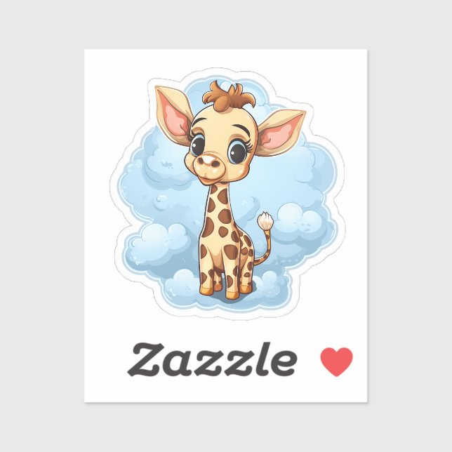 Sticker Illustration de girafe de dessin animé (Feuille)