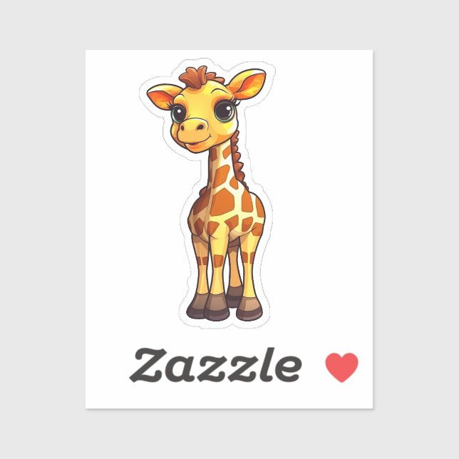 Sticker Illustration de girafe de dessin animé (Feuille)