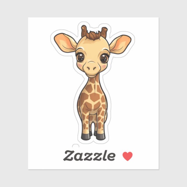 Sticker Illustration de girafe de dessin animé (Feuille)