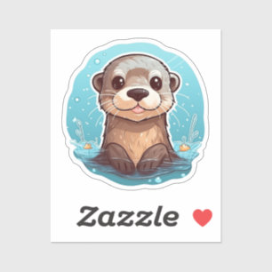 Sticker Illustration de la loutre de dessin
