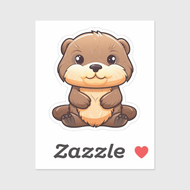 Sticker Illustration de la loutre de dessin (Feuille)