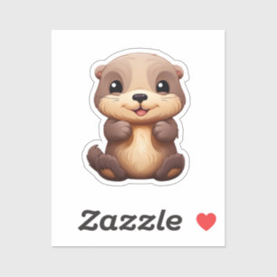 Sticker Illustration de la loutre de dessin