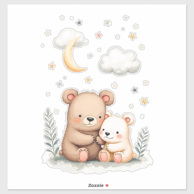 Sticker Illustration de la pépinière d'ours à l'aquarelle  (Feuille)