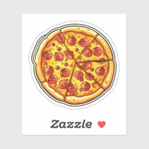Sticker Illustration de la pizza caricaturale
