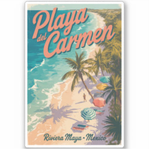 Sticker Illustration de la plage de Playa del Carmen Art d