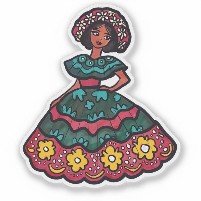 Sticker Illustration de la robe traditionnelle mexicaine (Devant)
