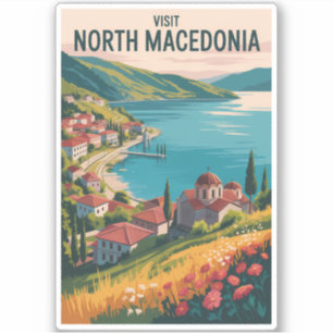 Sticker Illustration de la skyline de Macédoine du Nord Ar
