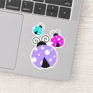 Sticker Illustration de Ladybugs bleu mignon rose