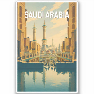 Sticker Illustration de l'Arabie saoudite Voyage Art Vinta