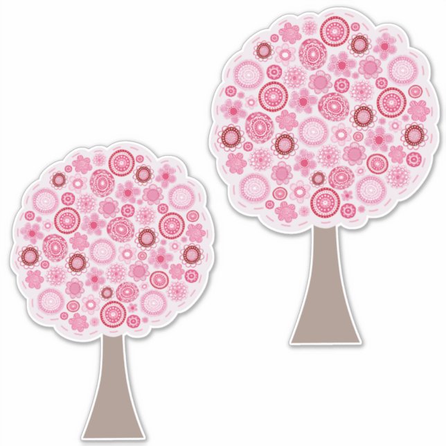 Sticker Illustration de l'art de l'arbre de Bohême rose (Devant)