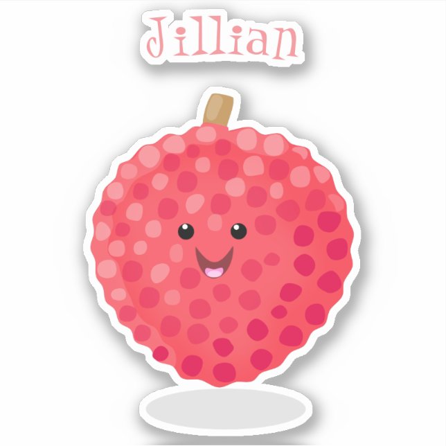 Sticker Illustration de litchee rose mignon (Devant)